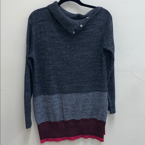 GAP Stripe button Snap Turtleneck long sweater S - Picture 1 of 8